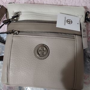 Giani Bernini Cream Pebbled Leather Crossbody Bag